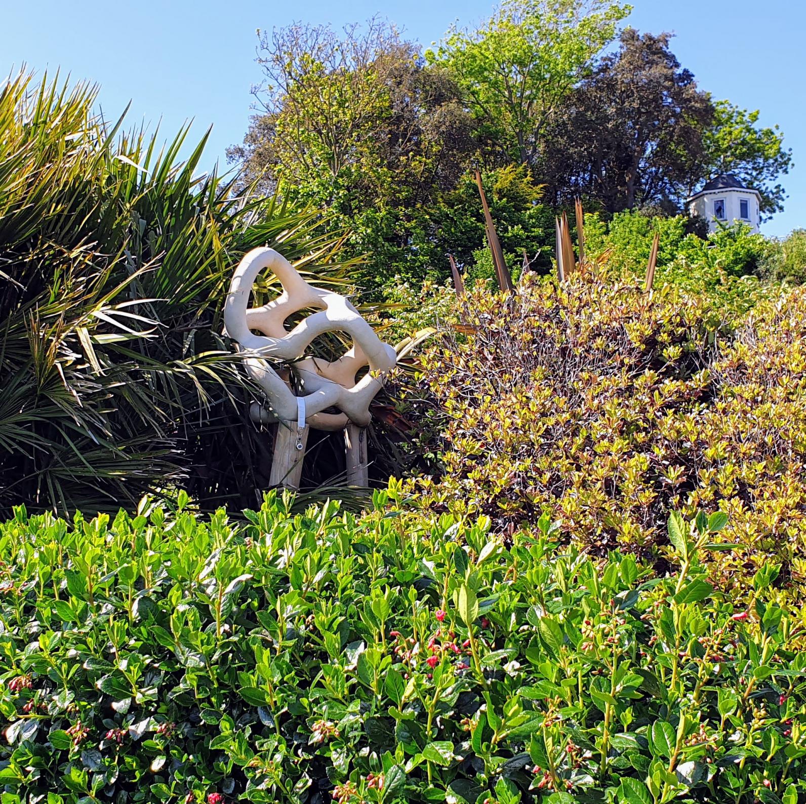 Open Form 1 by Isla Chaney, part of the Sculpture Trail in Langmoor Gardens, Lyme Regis