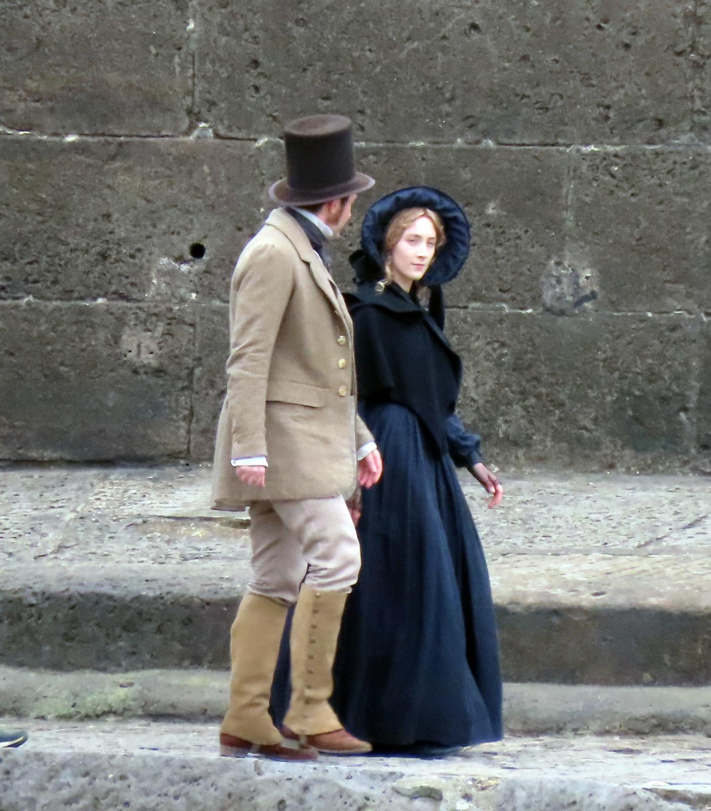 Saoirse Ronan during the filming of Ammonite in Lyme Regis