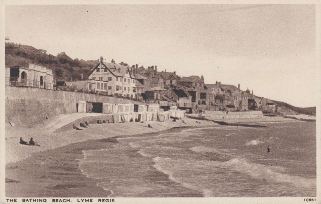 Vintage postcard of the Bathing Beach, Lyme Regis