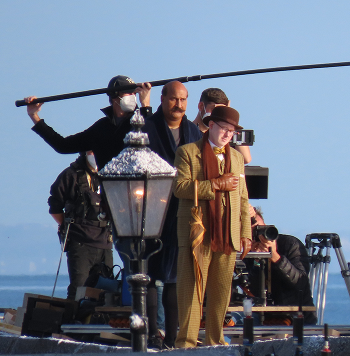 Matt Lucas filming scenes for Wonka in Lyme Regis