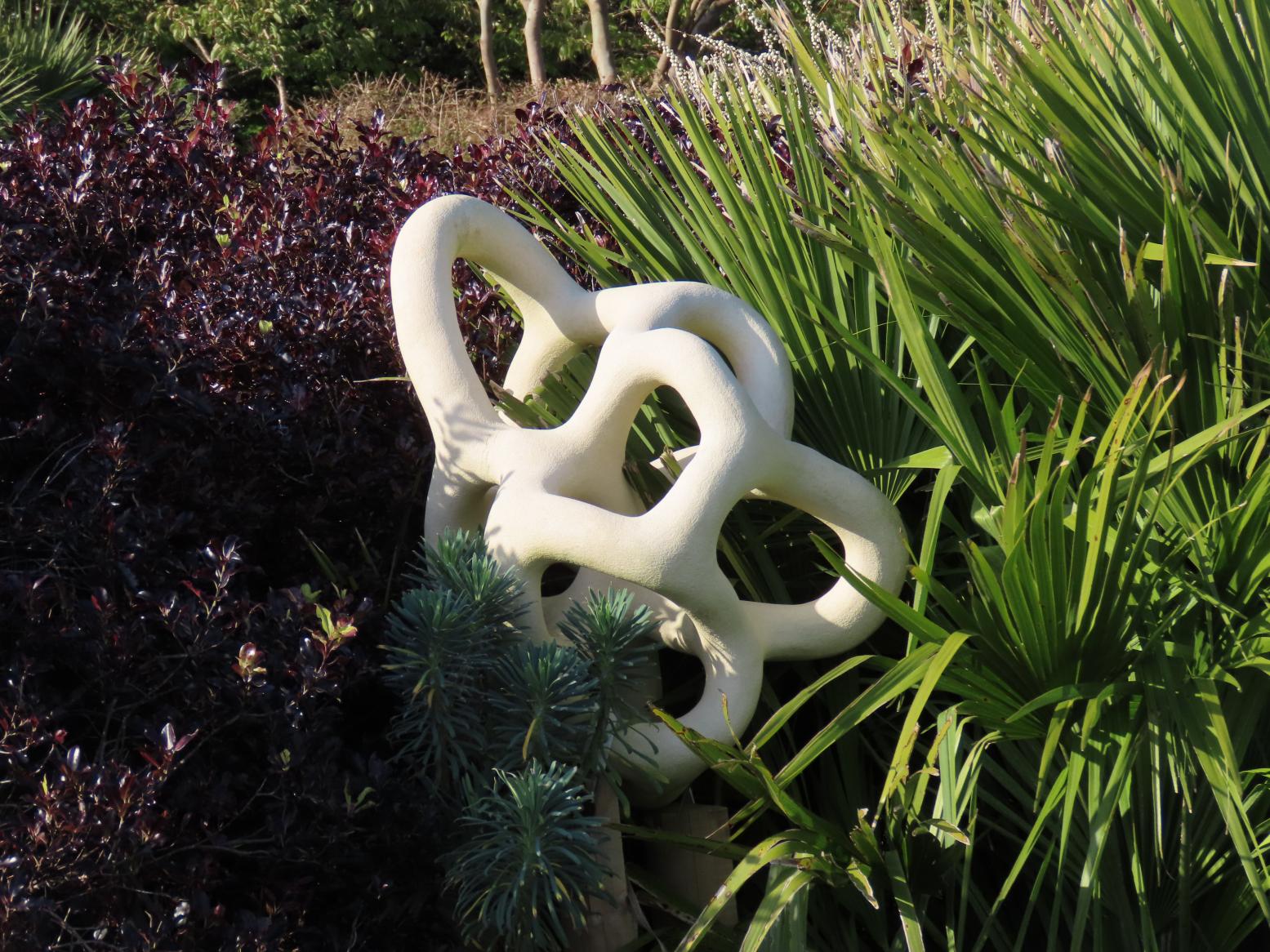 Open Form 2 by Isla Chaney, part of the Sculpture Trail in Langmoor Gardens, Lyme Regis