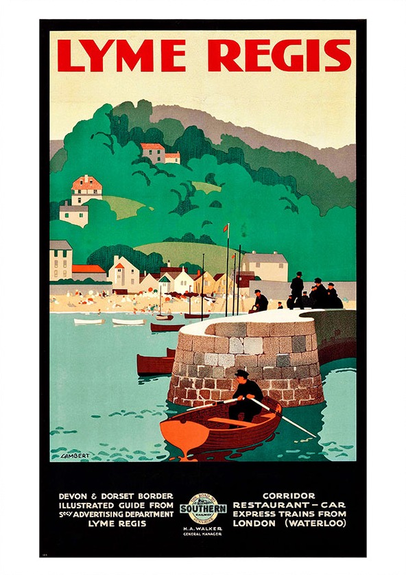 Vintage Southern Railways poster featuring Lyme Regis