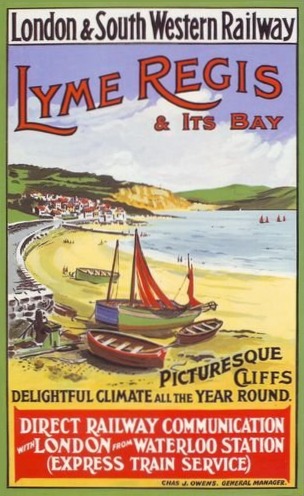 Vintage London & South Western Railway poster featuring Lyme Regis