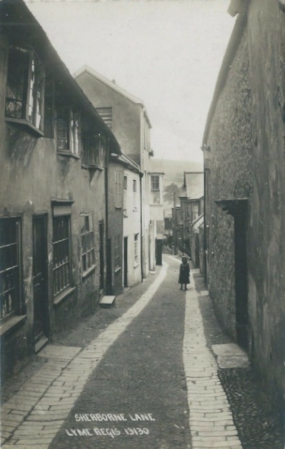 Vintage photograph taken at the top of Sherborne Lane, Lyme Regis