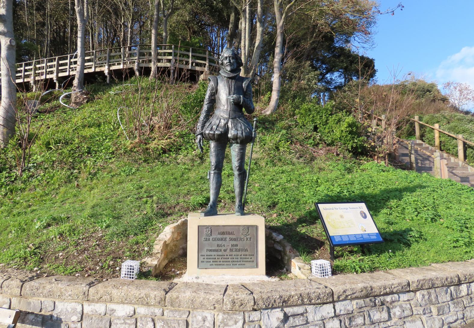 Statue of Admiral Sir George Somers in Langmoor and Lister Gardens, Lyme Regis