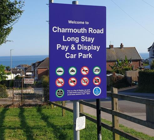 Charmouth Road Car Park sign