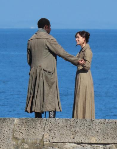 Dakota Johnson filming scenes for Persuasion in Lyme Regis