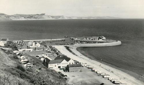 Monmouth beach and the Cobb, Lyme Regis circa 1950s