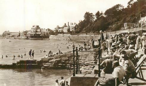 Lyme Regis beach and seafront circa 1950s