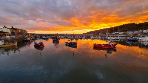 Fiery skies over the harbour