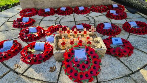 Wreaths laid on the war memorial
